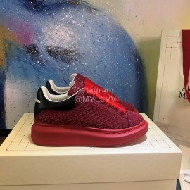 Alexander Mcqueen New Leather Woven Thick Soles Sneakers For Men And Women Red