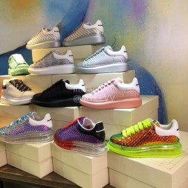 Alexander Mcqueen New Leather Woven Thick Soles Sneakers For Men And Women Gray