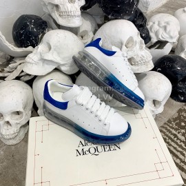 Alexander Mcqueen Silk Calf Leather Thick Soled Casual Shoes For Women Blue