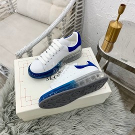 Alexander Mcqueen Silk Calf Leather Thick Soled Casual Shoes For Women Blue