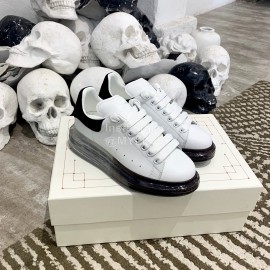 Alexander Mcqueen Silk Calf Leather Thick Soled Casual Shoes For Women Black