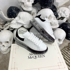 Alexander Mcqueen Silk Calf Leather Thick Soled Casual Shoes For Women Black