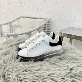 Alexander Mcqueen Silk Calf Leather Thick Soled Casual Shoes For Women Black