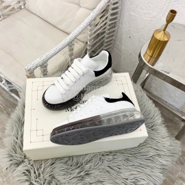 Alexander Mcqueen Silk Calf Leather Thick Soled Casual Shoes For Women Black