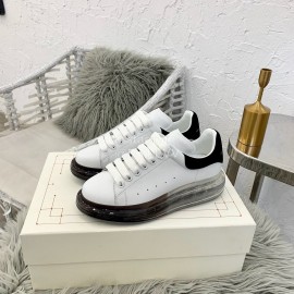 Alexander Mcqueen Silk Calf Leather Thick Soled Casual Shoes For Women Black