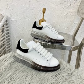 Alexander Mcqueen Silk Calf Leather Thick Soled Casual Shoes For Women Black