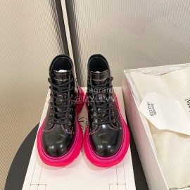 Alexander Mcqueen Autumn Winter New Thick Soled Short Boots For Women Rose Red