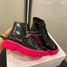Alexander Mcqueen Autumn Winter New Thick Soled Short Boots For Women Rose Red