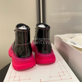 Alexander Mcqueen Autumn Winter New Thick Soled Short Boots For Women Rose Red