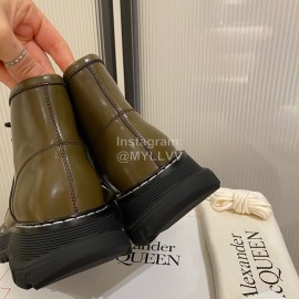 Alexander Mcqueen Autumn Winter New Thick Soled Short Boots For Women Green