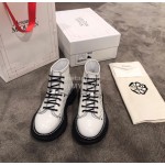 Alexander Mcqueen Autumn Winter Fashion Thick Soled Short Boots For Women White