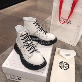 Alexander Mcqueen Autumn Winter Fashion Thick Soled Short Boots For Women White