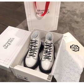 Alexander Mcqueen Autumn Winter Fashion Thick Soled Short Boots For Women White