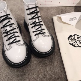 Alexander Mcqueen Autumn Winter Fashion Thick Soled Short Boots For Women White