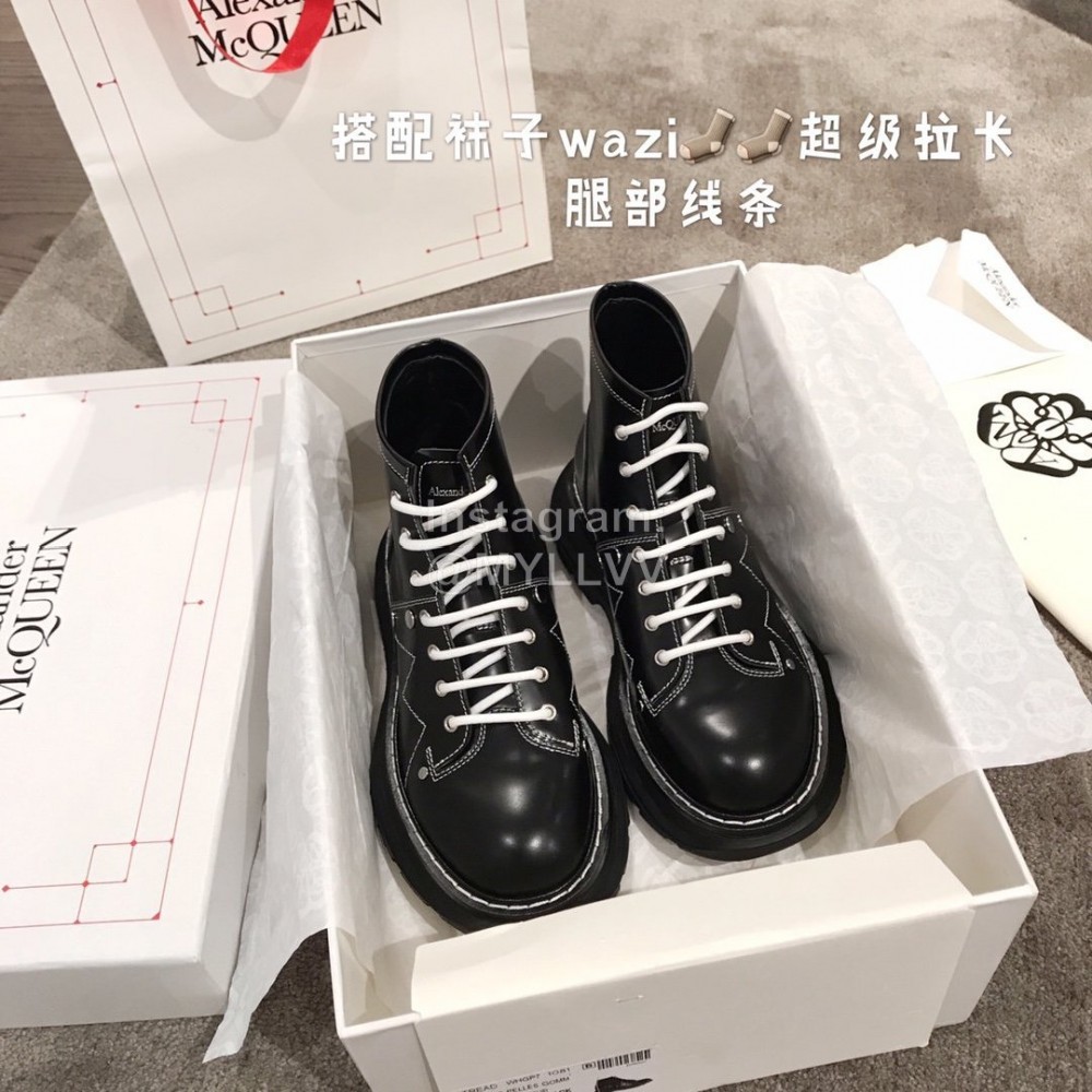 Alexander Mcqueen Autumn Winter Fashion Thick Soled Short Boots For Women Black