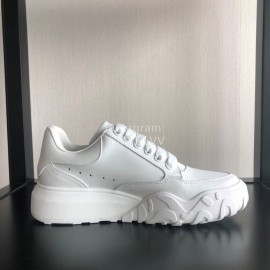 Alexander Mcqueen Calf Leather Thick Sole Sneakers For Women White