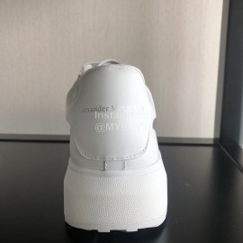 Alexander Mcqueen Calf Leather Thick Sole Sneakers For Women White