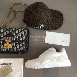 Alexander Mcqueen Calf Leather Thick Sole Sneakers For Women White