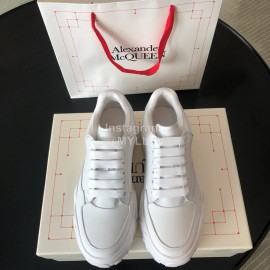 Alexander Mcqueen Calf Leather Thick Sole Sneakers For Women White