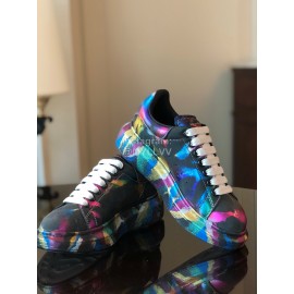 Alexander Mcqueen Graffiti Printed Leather Thick Sole Casual Shoes For Women
