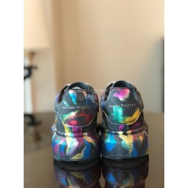 Alexander Mcqueen Graffiti Printed Leather Thick Sole Casual Shoes For Women