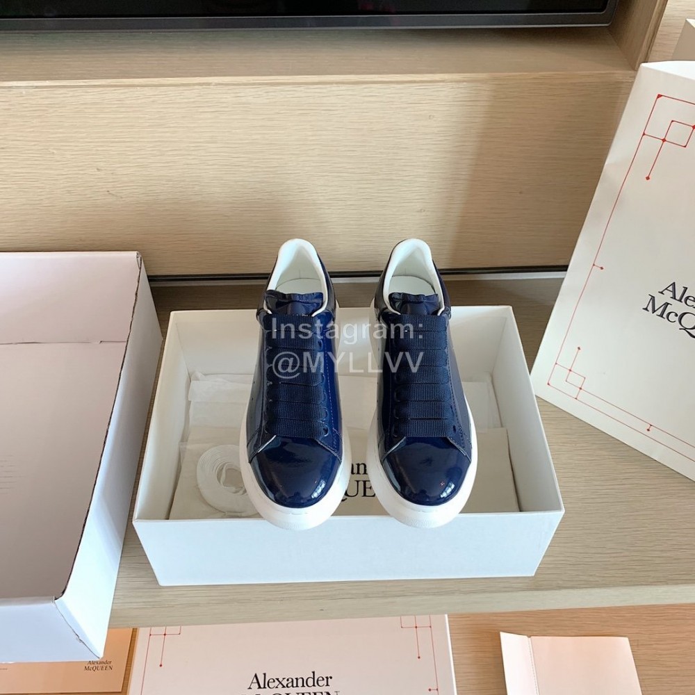 Alexander Mcqueen Fashion Smooth Leather Casual Shoes For Men And Women Blue