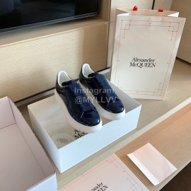 Alexander Mcqueen Fashion Smooth Leather Casual Shoes For Men And Women Blue