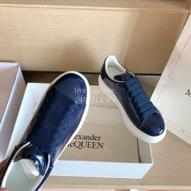Alexander Mcqueen Fashion Smooth Leather Casual Shoes For Men And Women Blue