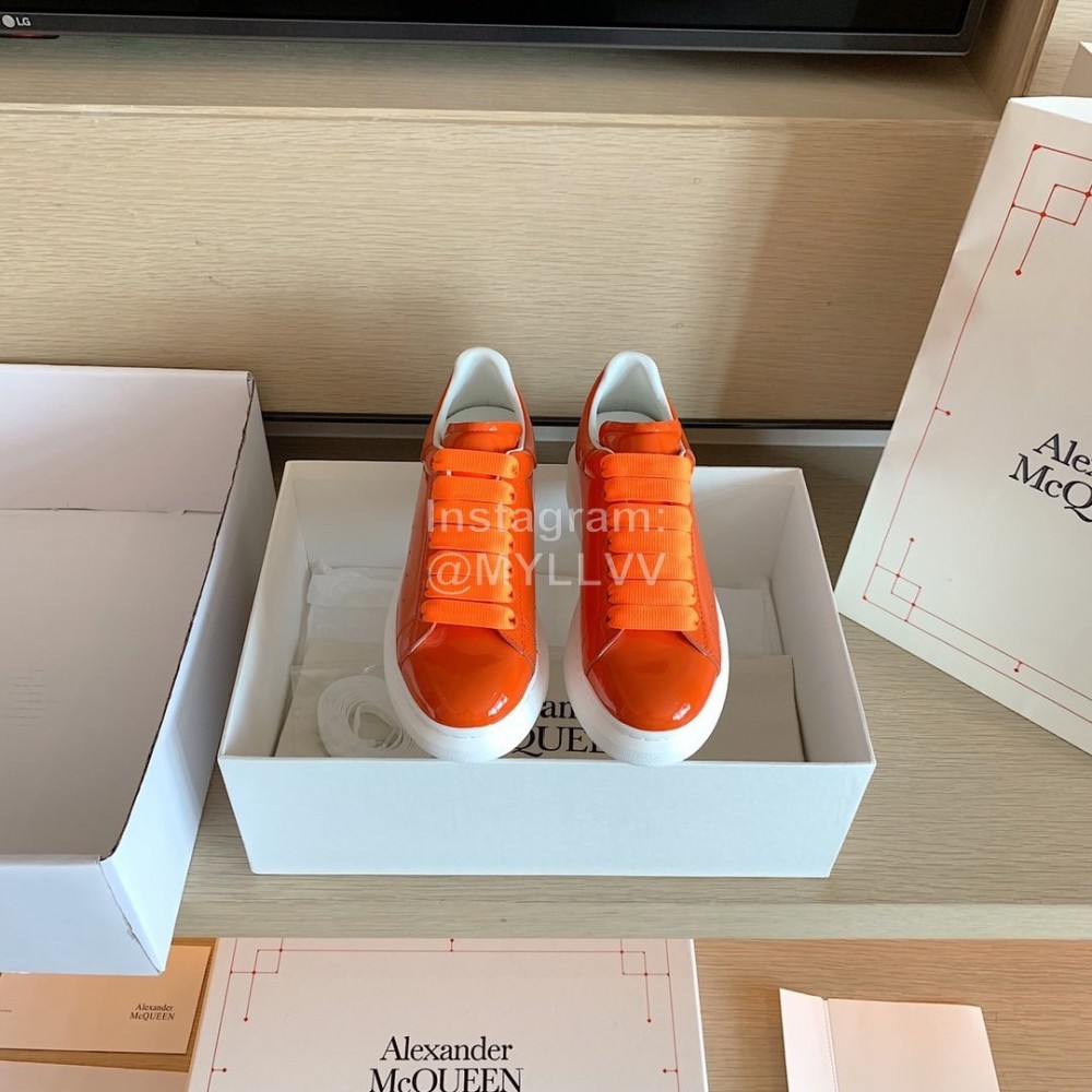 Alexander Mcqueen Fashion Smooth Leather Casual Shoes For Men And Women Orange