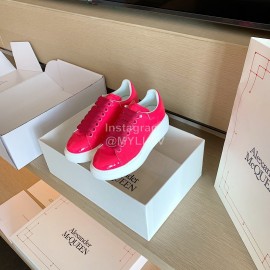 Alexander Mcqueen Fashion Smooth Leather Casual Shoes For Men And Women Rose Red