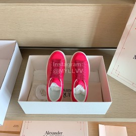 Alexander Mcqueen Fashion Smooth Leather Casual Shoes For Men And Women Rose Red