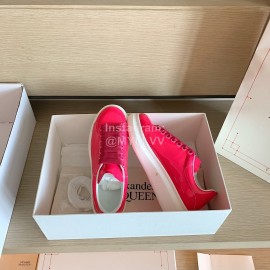 Alexander Mcqueen Fashion Smooth Leather Casual Shoes For Men And Women Rose Red