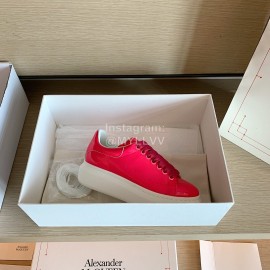 Alexander Mcqueen Fashion Smooth Leather Casual Shoes For Men And Women Rose Red