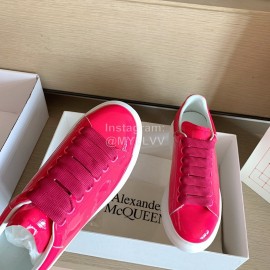 Alexander Mcqueen Fashion Smooth Leather Casual Shoes For Men And Women Rose Red