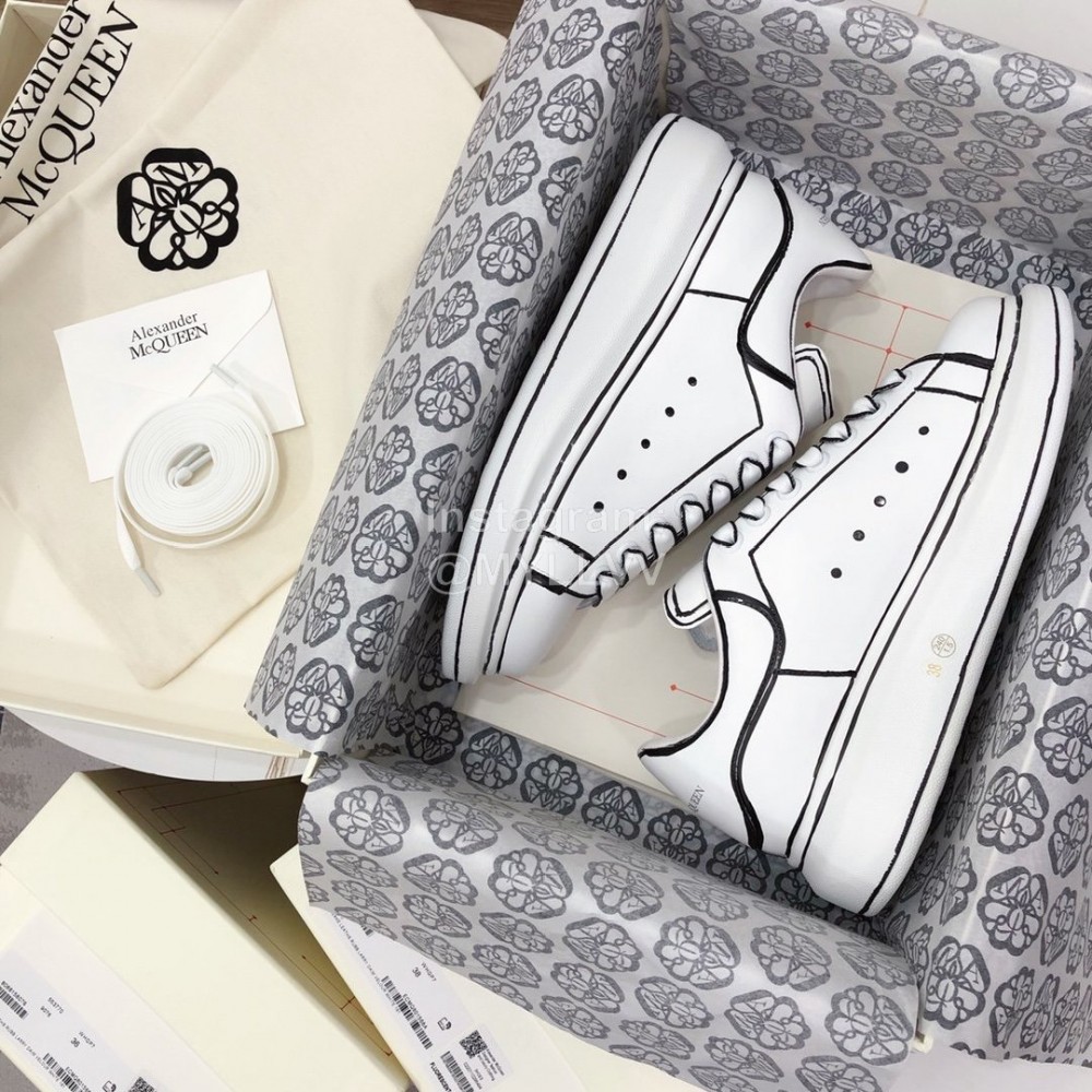 Alexander Mcqueen Fashion Leather Thick Soles Shoes For Men And Women White