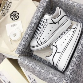Alexander Mcqueen Fashion Leather Thick Soles Shoes For Men And Women White