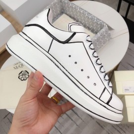Alexander Mcqueen Fashion Leather Thick Soles Shoes For Men And Women White