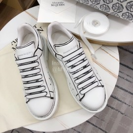 Alexander Mcqueen Fashion Leather Thick Soles Shoes For Men And Women White