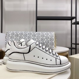 Alexander Mcqueen Fashion Leather Thick Soles Shoes For Men And Women White