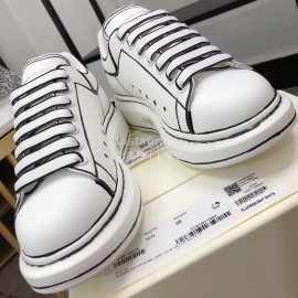 Alexander Mcqueen Fashion Leather Thick Soles Shoes For Men And Women White