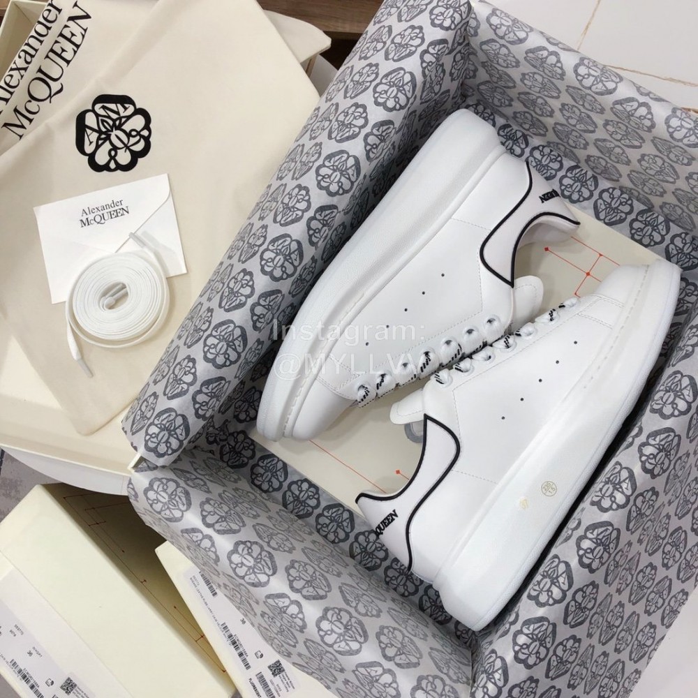 Alexander Mcqueen Fashion White Leather Thick Soles Shoes For Men And Women
