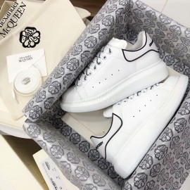 Alexander Mcqueen Fashion White Leather Thick Soles Shoes For Men And Women