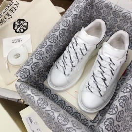 Alexander Mcqueen Fashion White Leather Thick Soles Shoes For Men And Women