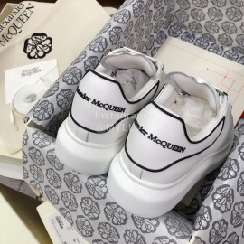 Alexander Mcqueen Fashion White Leather Thick Soles Shoes For Men And Women