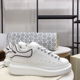 Alexander Mcqueen Fashion White Leather Thick Soles Shoes For Men And Women