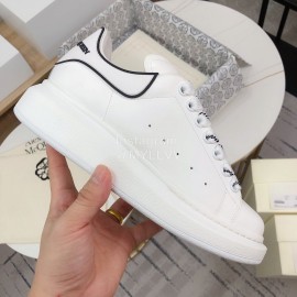 Alexander Mcqueen Fashion White Leather Thick Soles Shoes For Men And Women