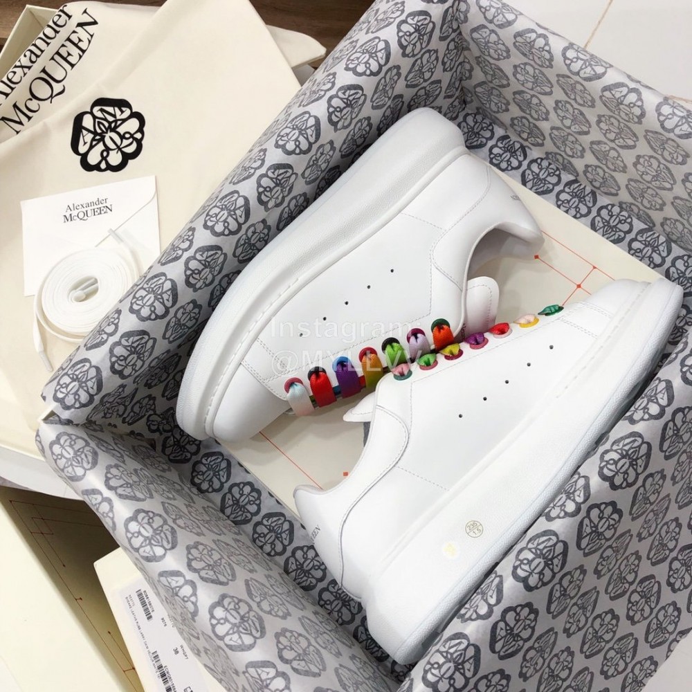 Alexander Mcqueen Fashion Leather Thick Soles Shoes For Men And Women