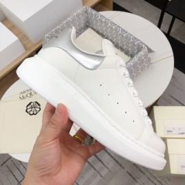 Alexander Mcqueen Fashion Leather Thick Soles Shoes For Men And Women Silver