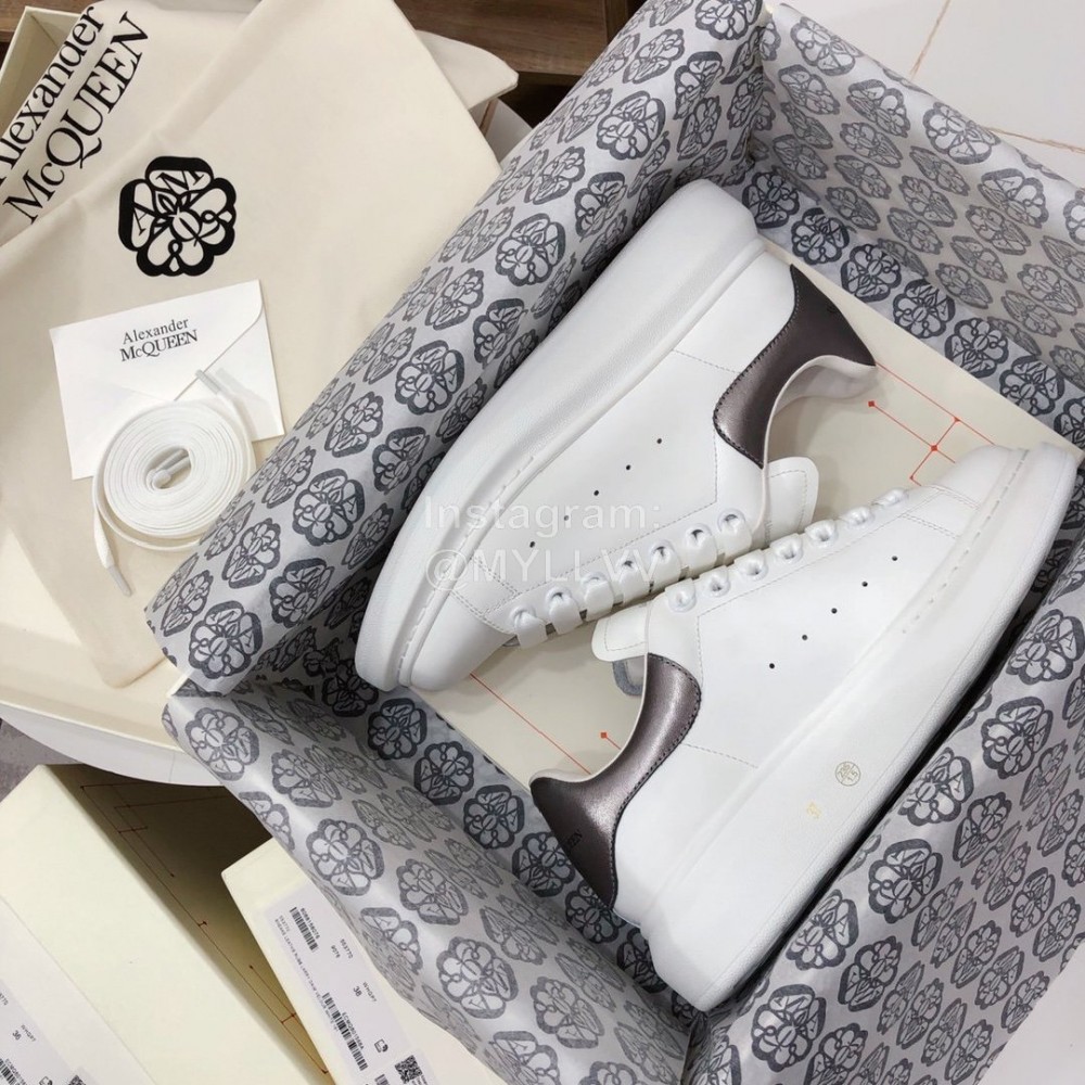 Alexander Mcqueen Fashion Leather Thick Soles Shoes For Men And Women Coffee