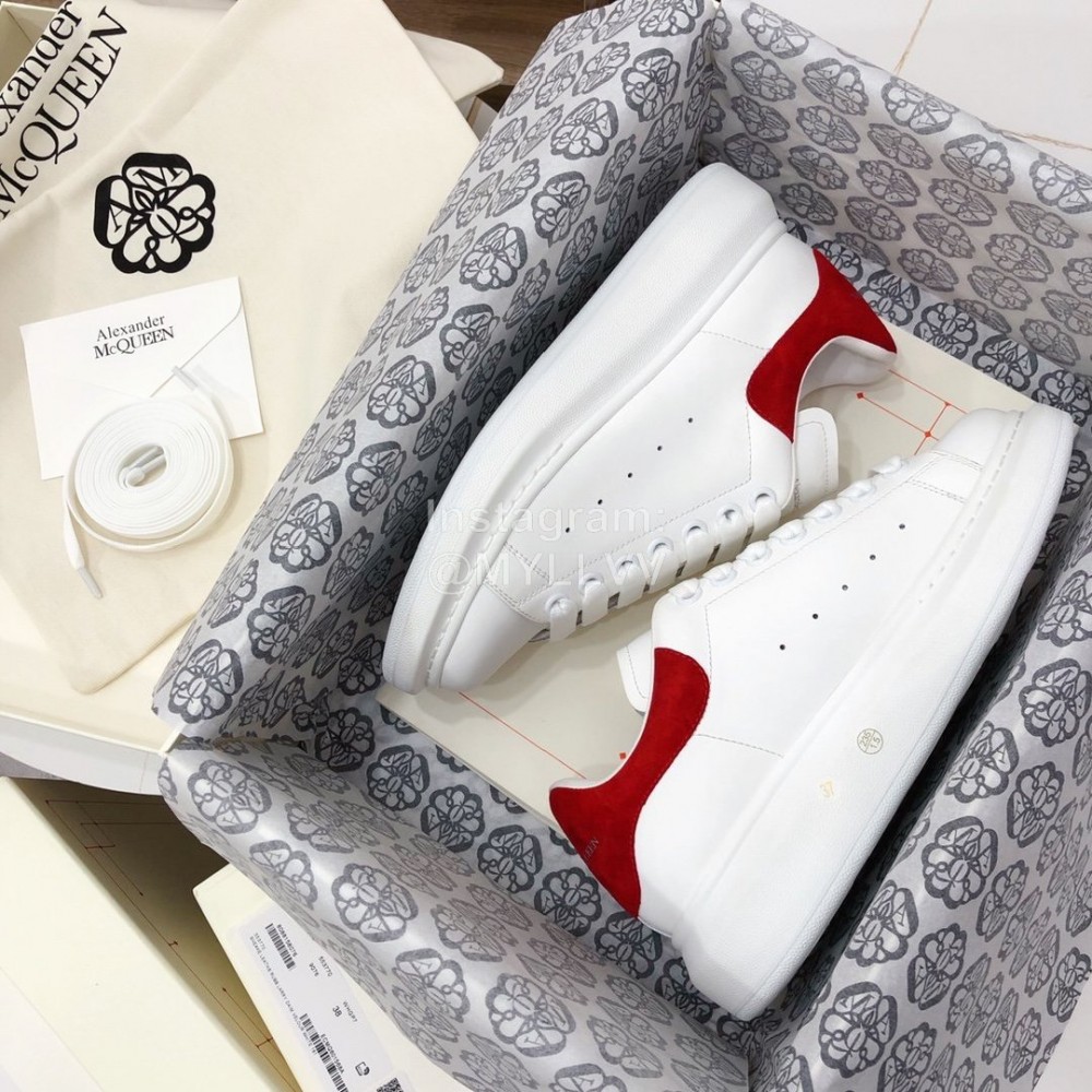 Alexander Mcqueen Fashion Leather Thick Soles Shoes For Men And Women Red
